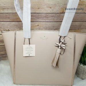 Kate Spade Kali Warm Beige Large Tote Leather New